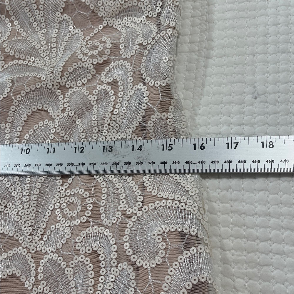 Bebe White Sequin Lace Mini vintage Vintage Cocktail Glam Sz Small coquette 90s - Picture 9 of 10